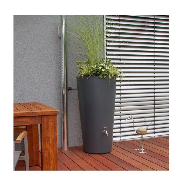 Regentonne Rainbowl Flower 150 Liter anthrazit